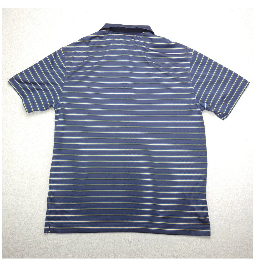 Nike Golf Fitr-Dri Men's Polo Shirt Size XLNavy Blue‎ Yellow Stripe Mesh Panels